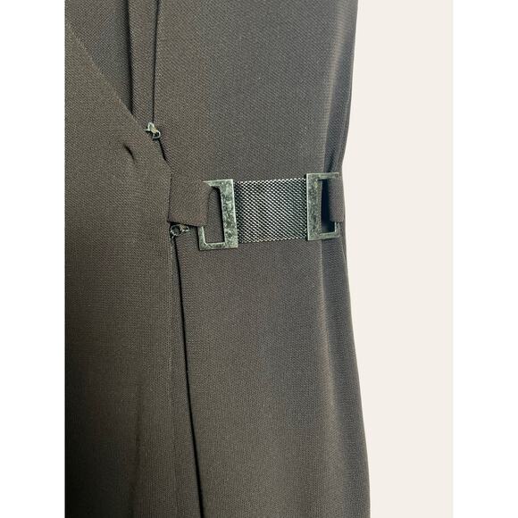 Kay Unger Chocolate Brown Short Sleeve V-Neck Wrap Dress Size 10 - Picture 4 of 6